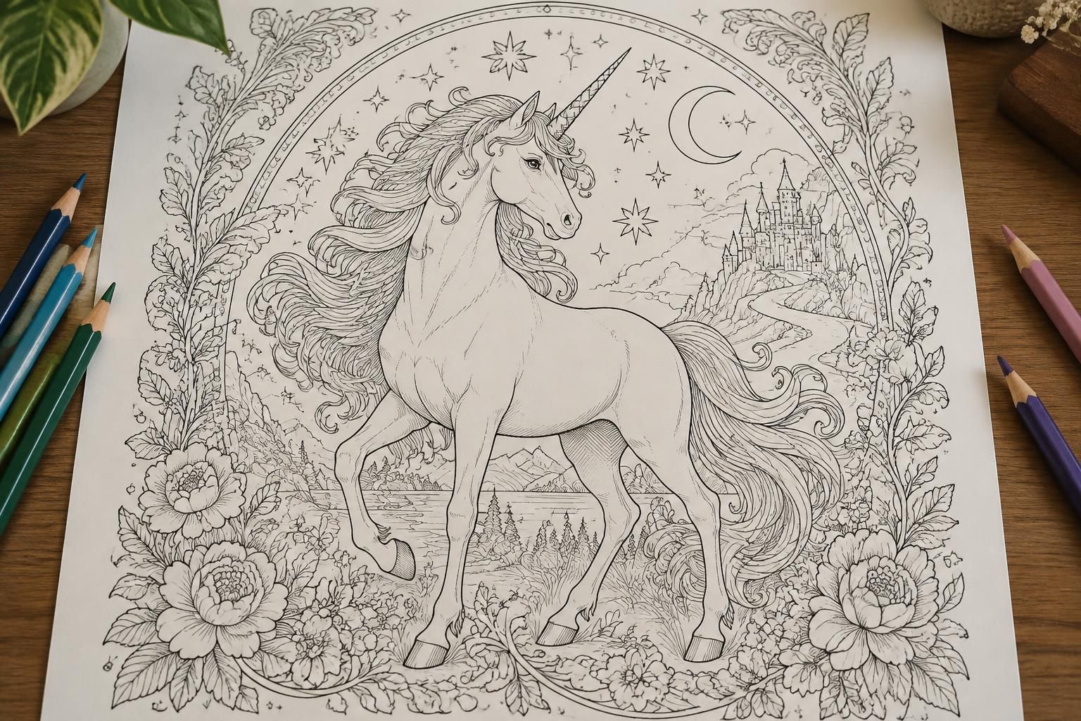 offrez-vous une pause créative avec notre coloriage adulte licorne : un univers féerique à personnaliser pour vous détendre et laisser parler votre imagination.