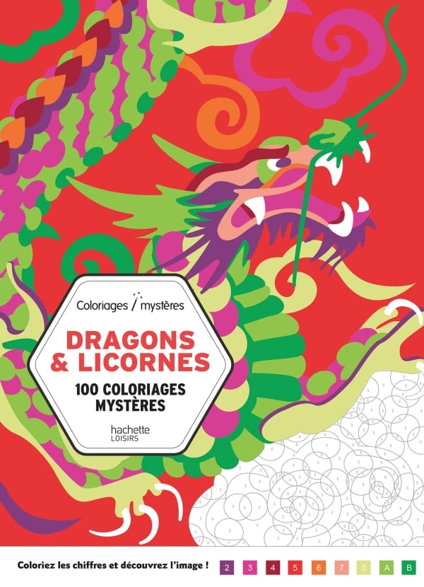 Couverture du livre Coloriages mystères : dragons & licornes