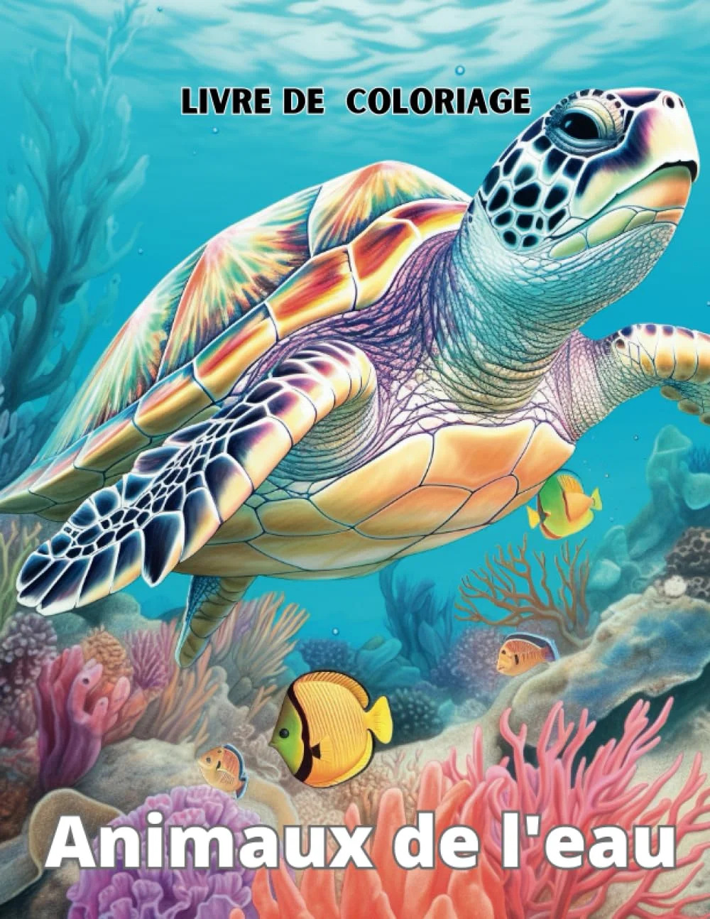 50 Animaux de l’eau de Noémi Gayon Couverture du livre 50 Animaux de l’eau, livre de coloriage de Noémi Gayon